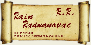 Rain Radmanovac vizit kartica